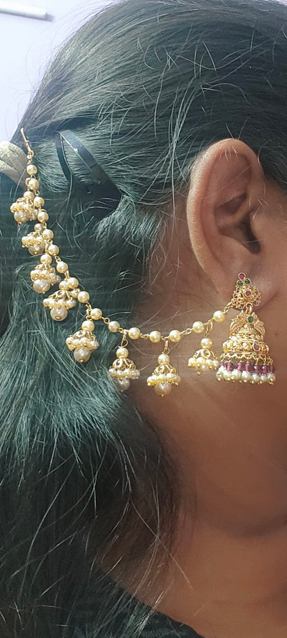Premium nakshi cute jumkas with bahubali style earchains