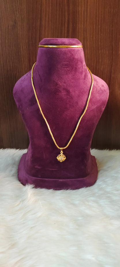 Premium micro gold plated daily wear 18" length flower pendant chain