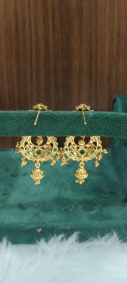 Premium micro gold light weight chandbali earrings