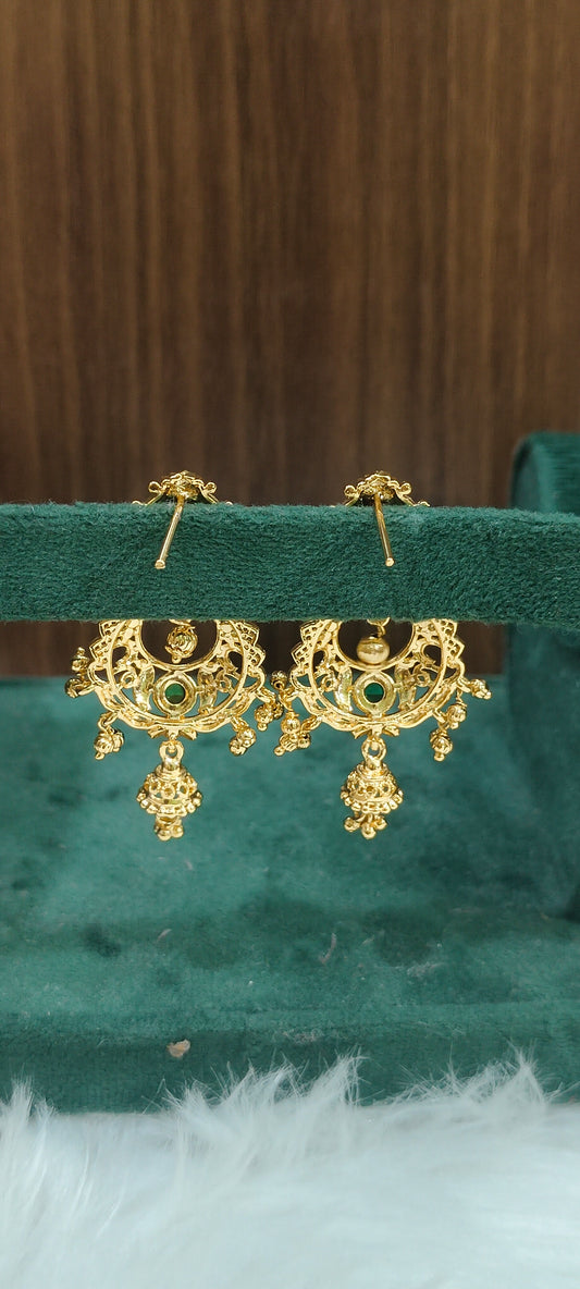Premium micro gold light weight chandbali earrings