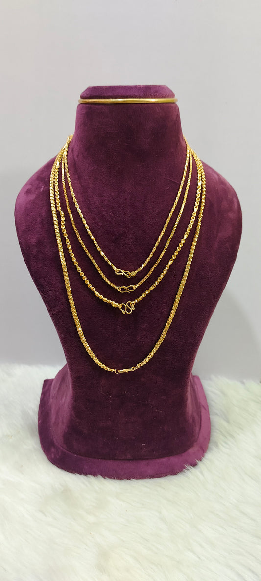 Premium micro gold plated 4 chains combo (24" thali chain,20"mens chain,2 short chain 18" length)