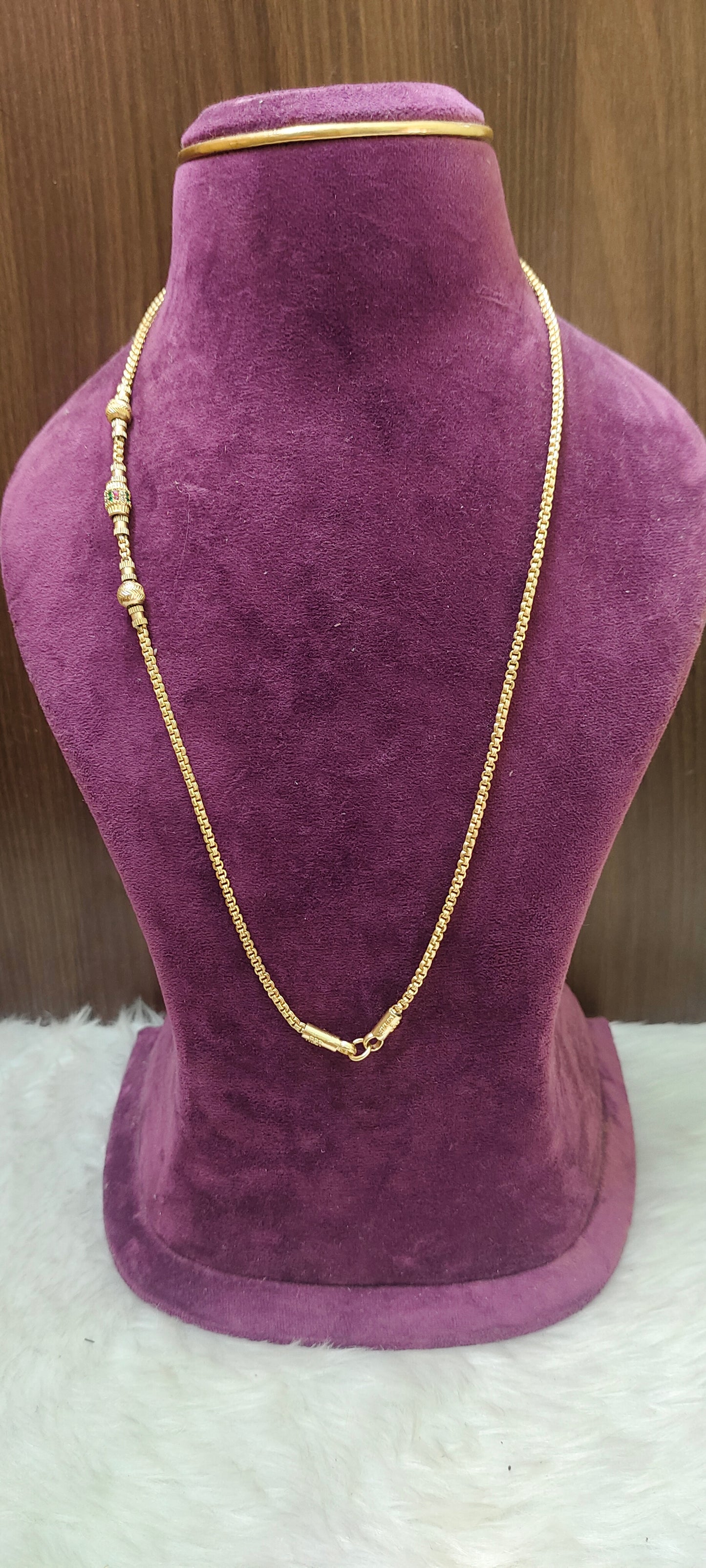 Pure panchaloham unpolished 24" length bharathi model side ball thali chain