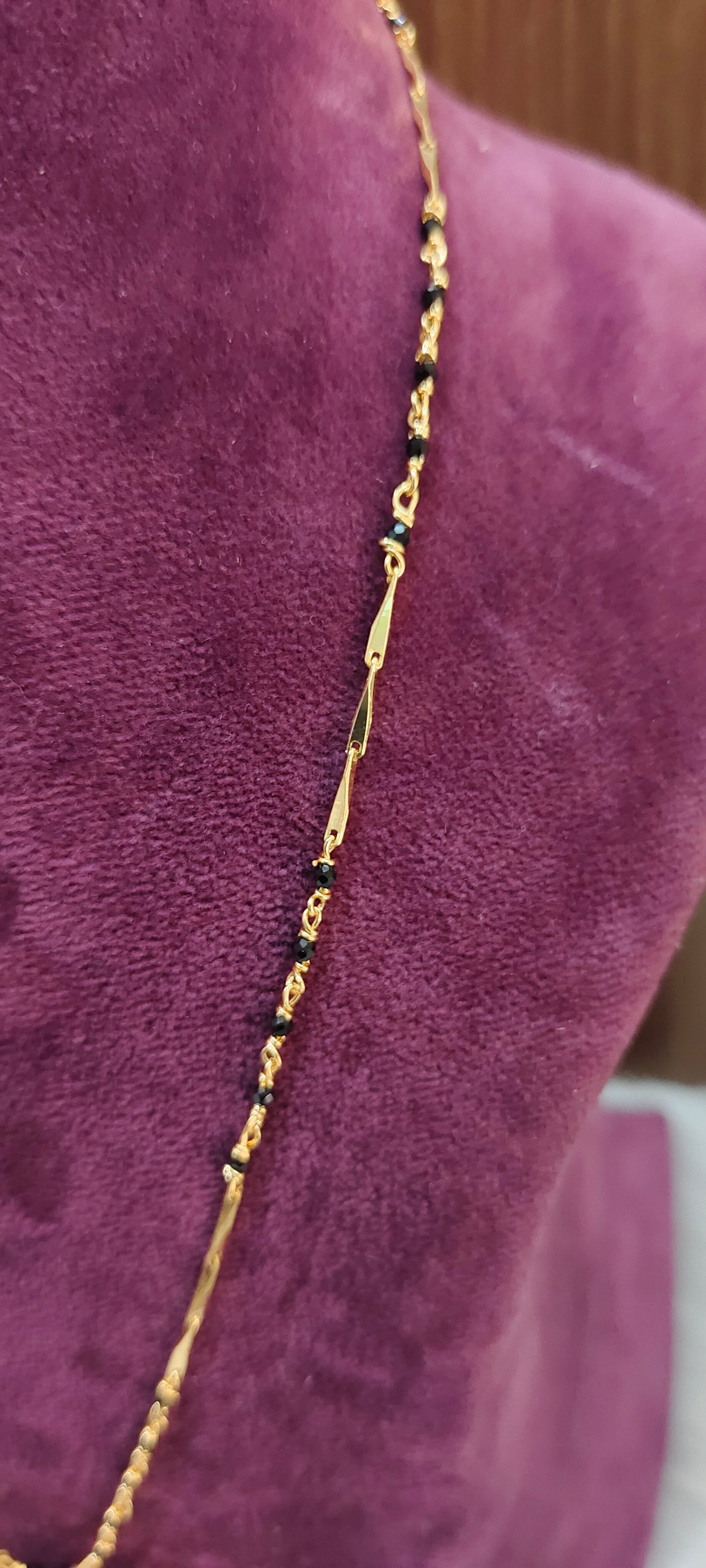 Premium micro gold plated 18 " length short black beads