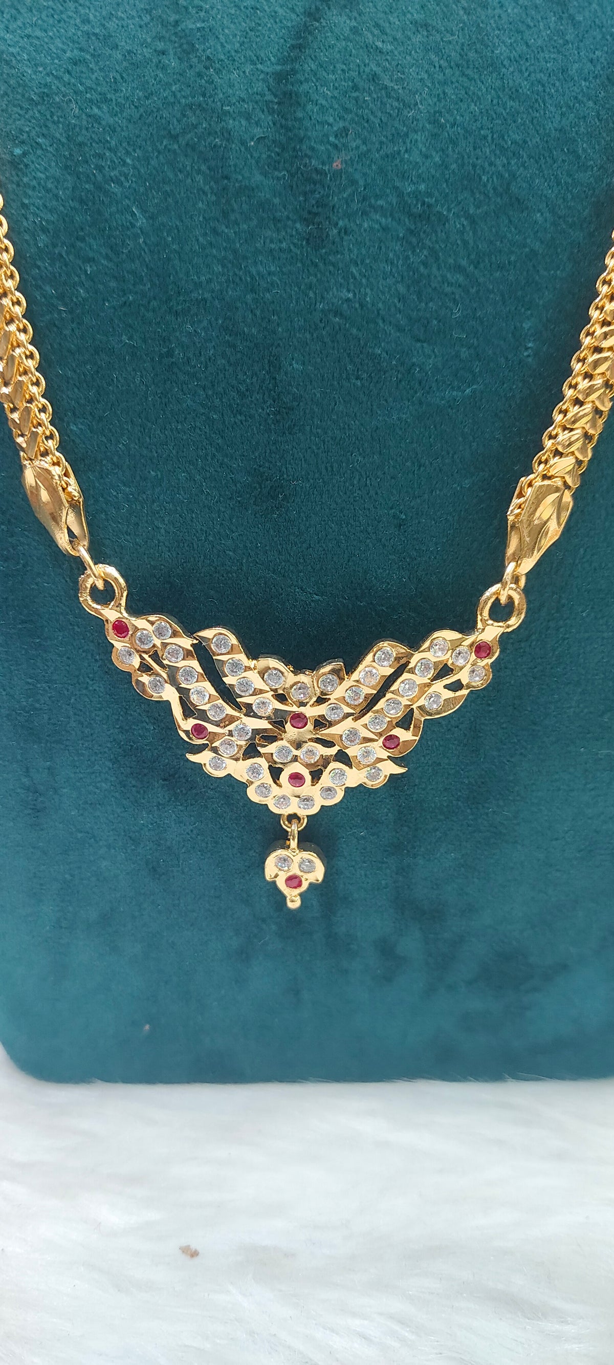 Pure panchaloham gold look 26" length pendant chain(only pendant panchaloham)