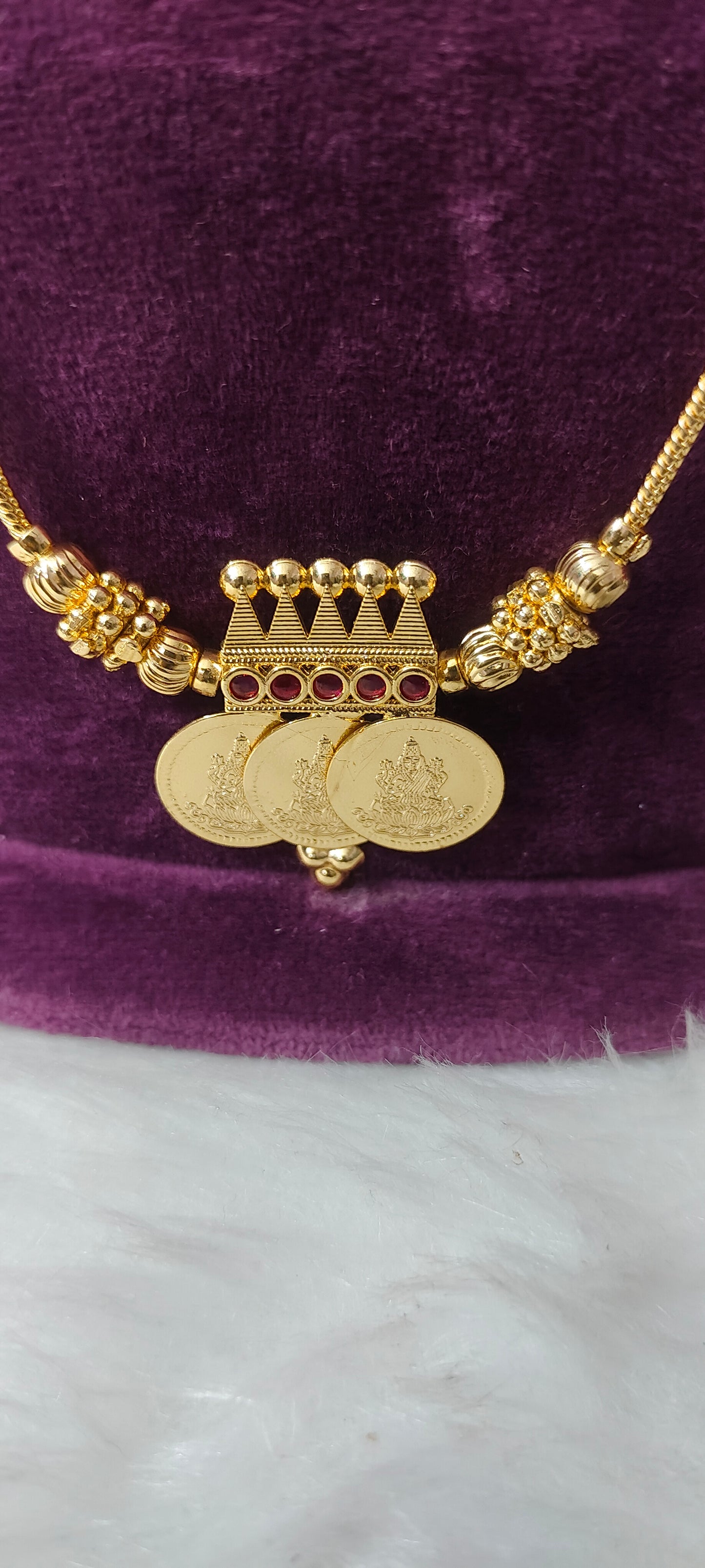 Premium micro gold plated kasu necklace with 18" length