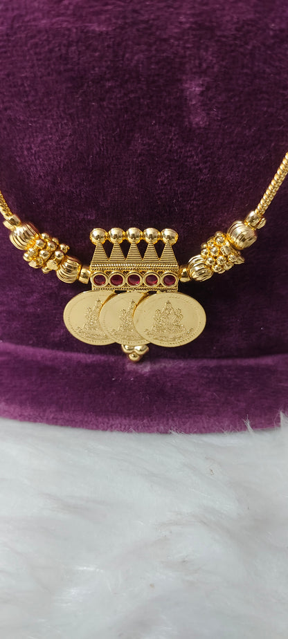 Premium micro gold plated kasu necklace with 18" length