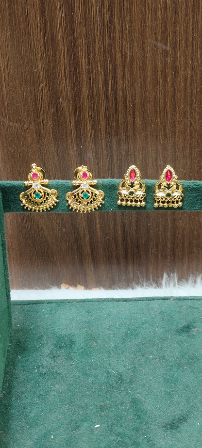 Premium micro gold plated daily wear earstuds combo