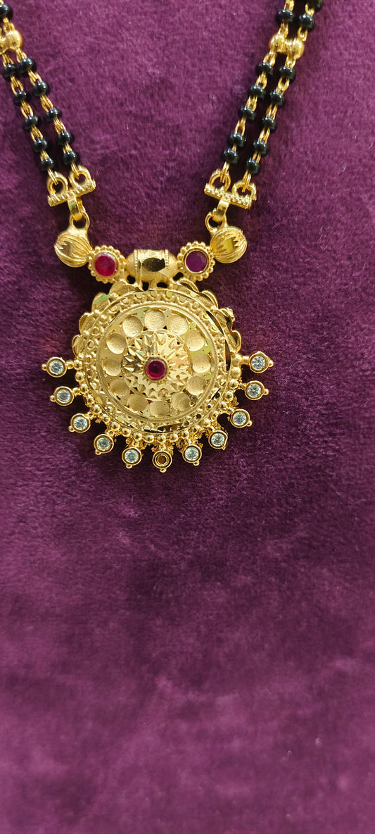 100% gold look 22" length 2 line black beads