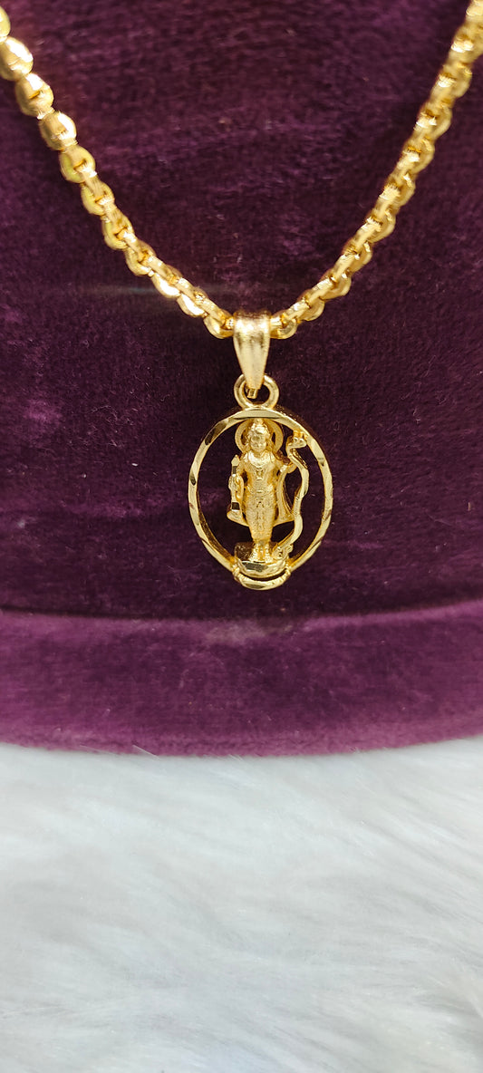 Premium micro gold plated 20" length malbar chain with sri rama locket