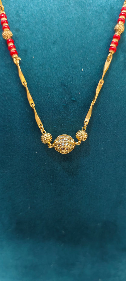 Simple nakshi finish 18" length koral pattern Chain