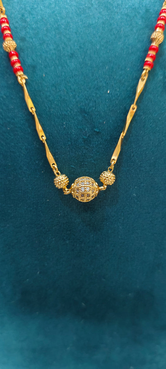 Simple nakshi finish 18" length koral pattern Chain