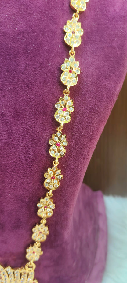 Pure panchaloham vintage look lotus pendent long haram (u will get similar design may  not same)