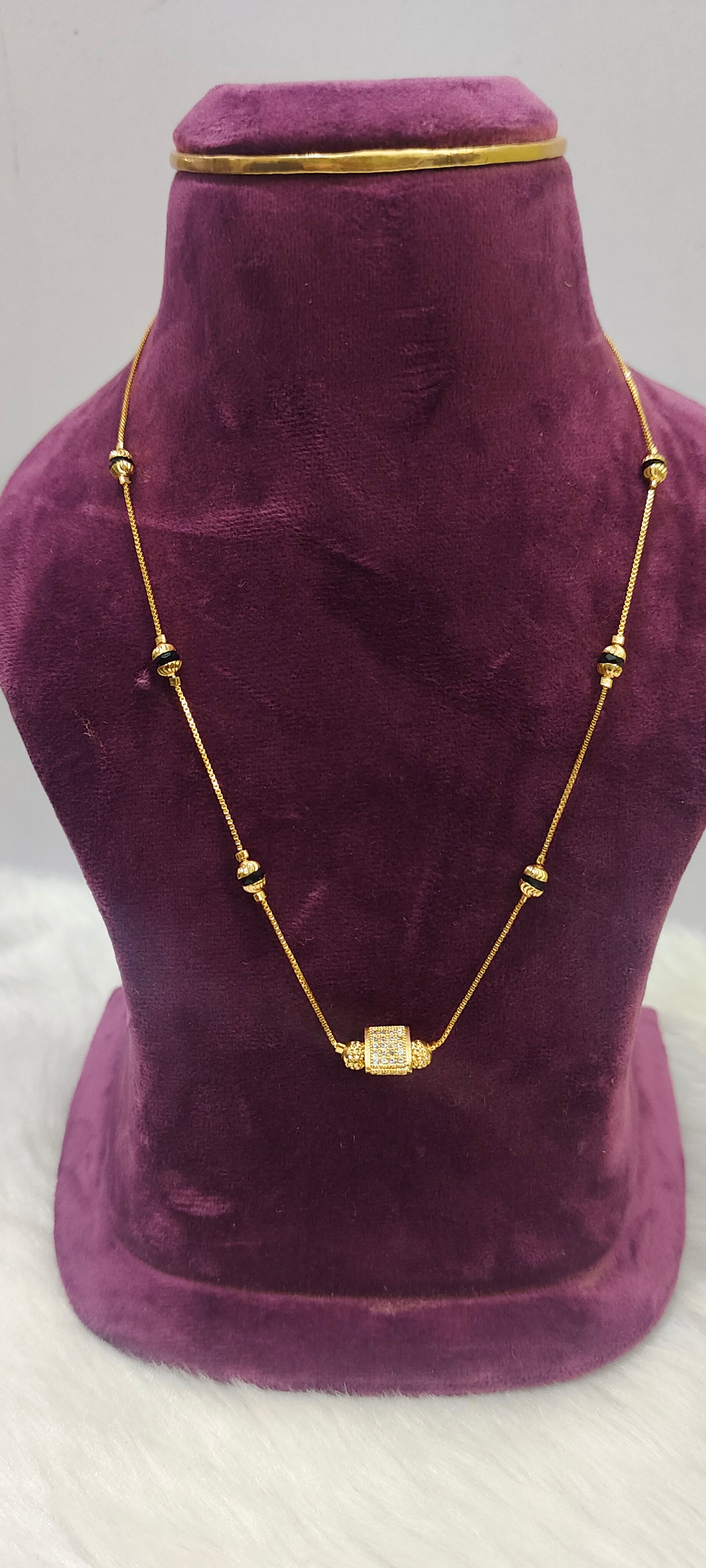 Premium micro gold plated 18" length short black beads