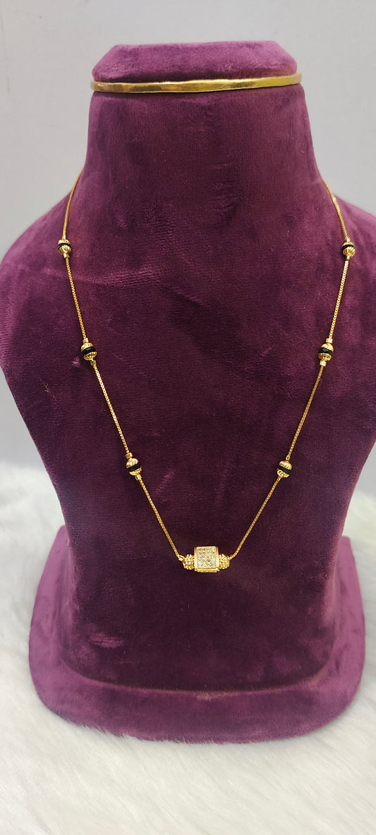 Premium micro gold plated 18" length short black beads