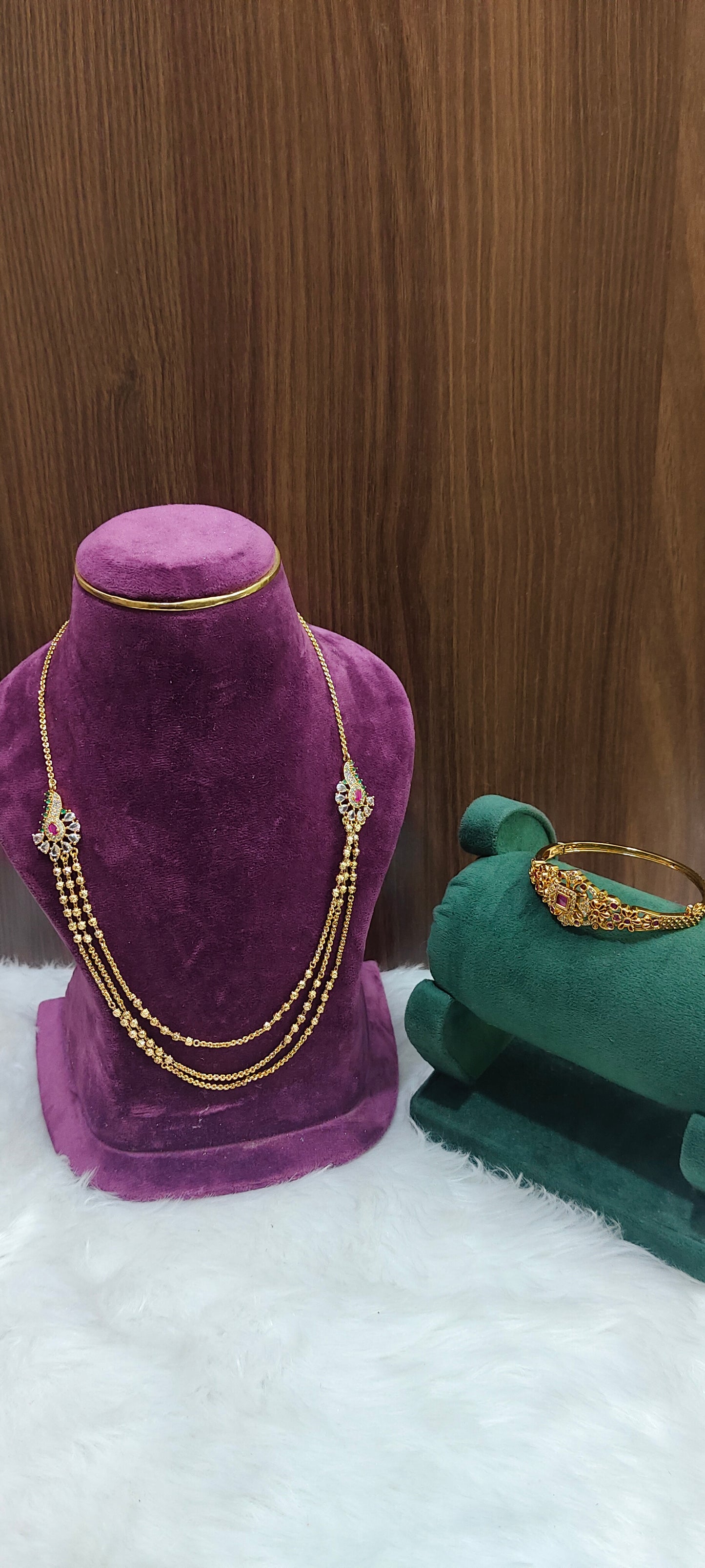 Premium nakshi 18" length 3 step chain and ladies openable kada combo