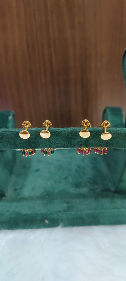 Premium micro gold plated daily wear 2 pairs kids jumkas