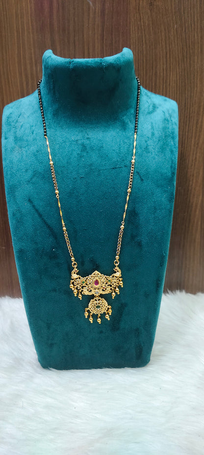Premium gold look 20" length black beads ( chain design may changes)