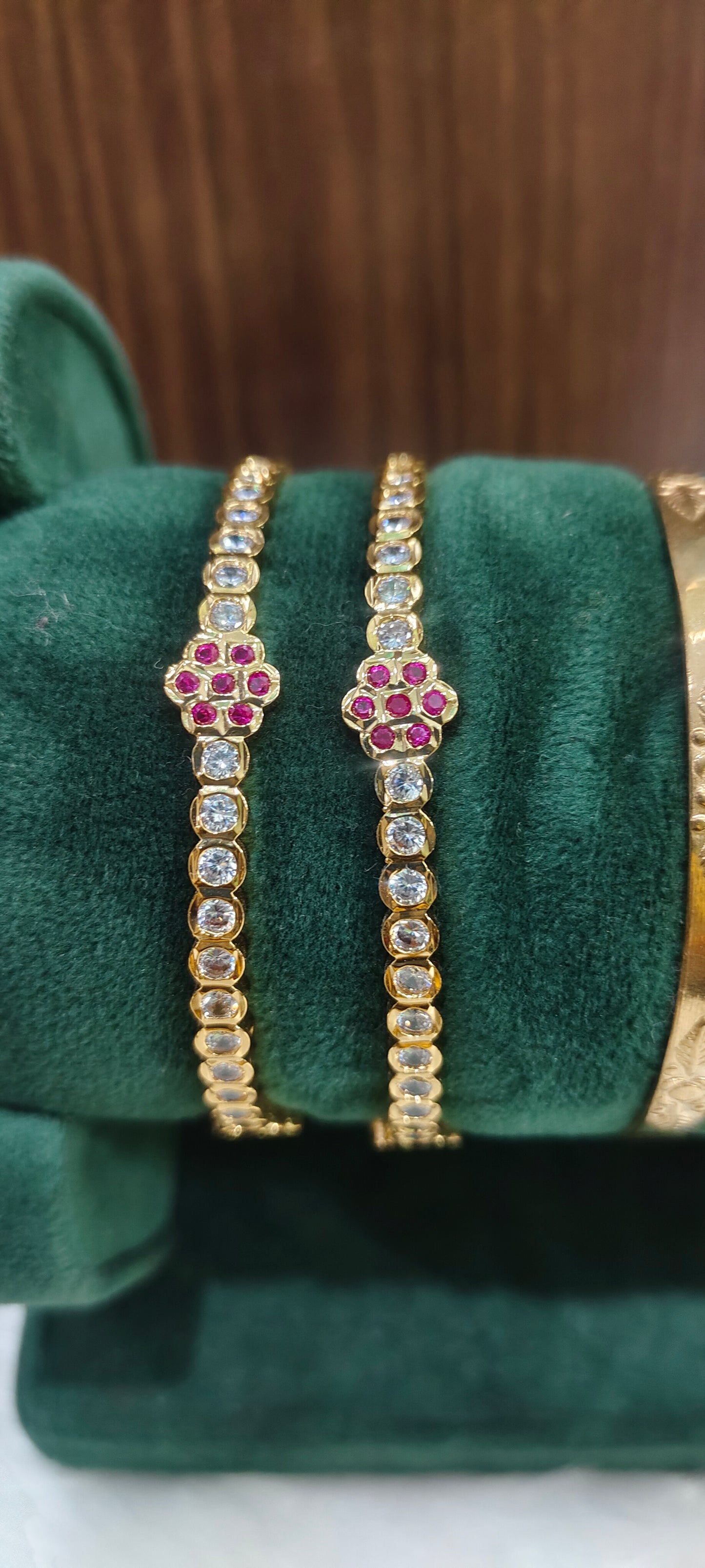 Pure panchaloham 2 stone bangles and unpolished 2 bangles combo
