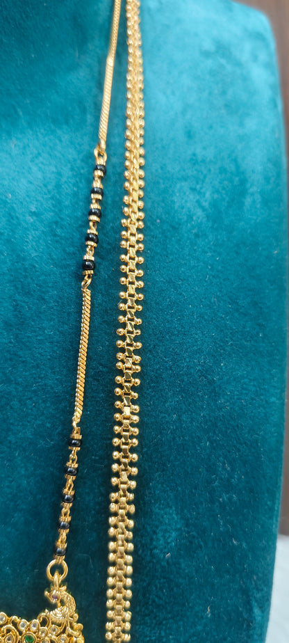 Premium micro gold plated daily wear 3 set combo (thali chain 24", black beads 20" length, mangalsutra)