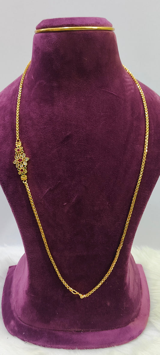 1 gram plated 26" length Side pendant thali chain
