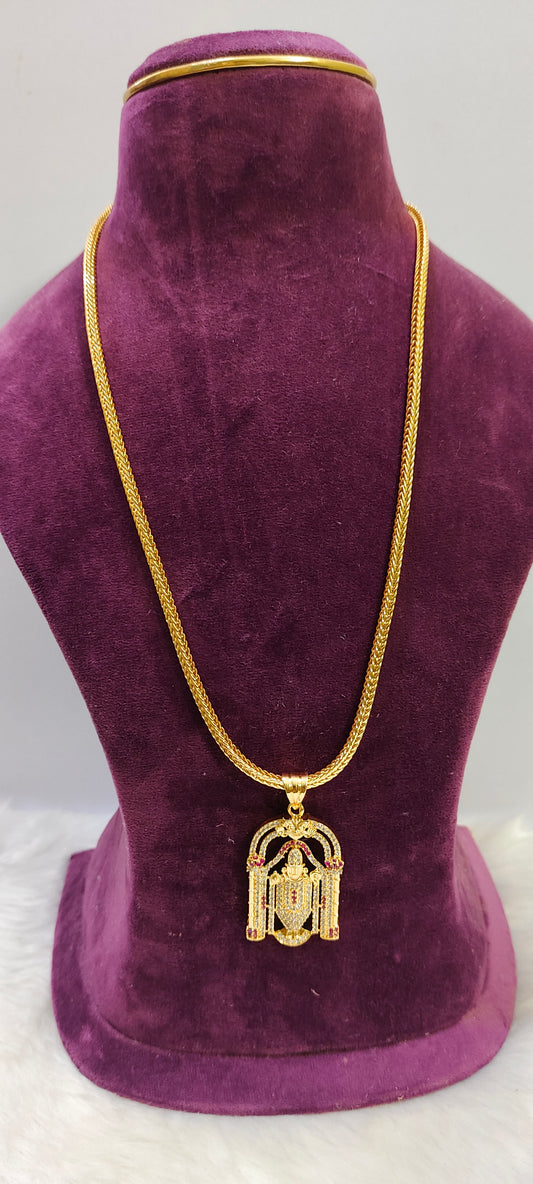 Gold look 24" length balaji pendant chain