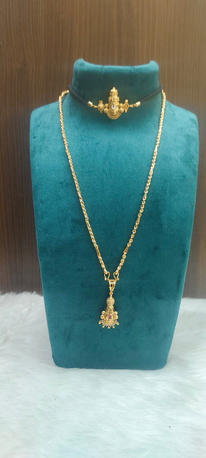 Premium micro gold plated 20" length 5+1 chain with adjustable bracelet