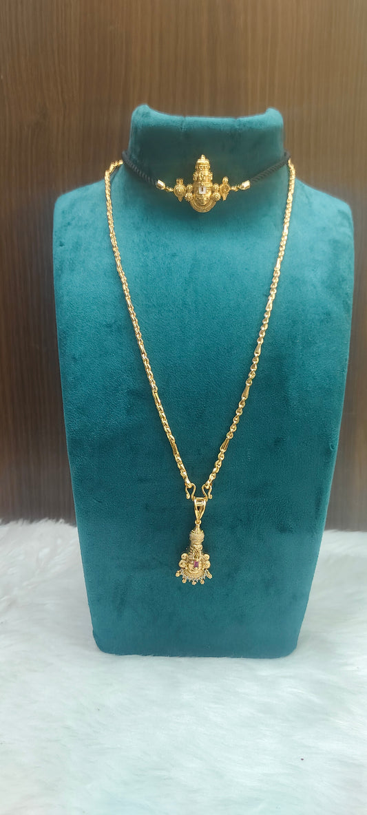 Premium micro gold plated 20" length 5+1 chain with adjustable bracelet