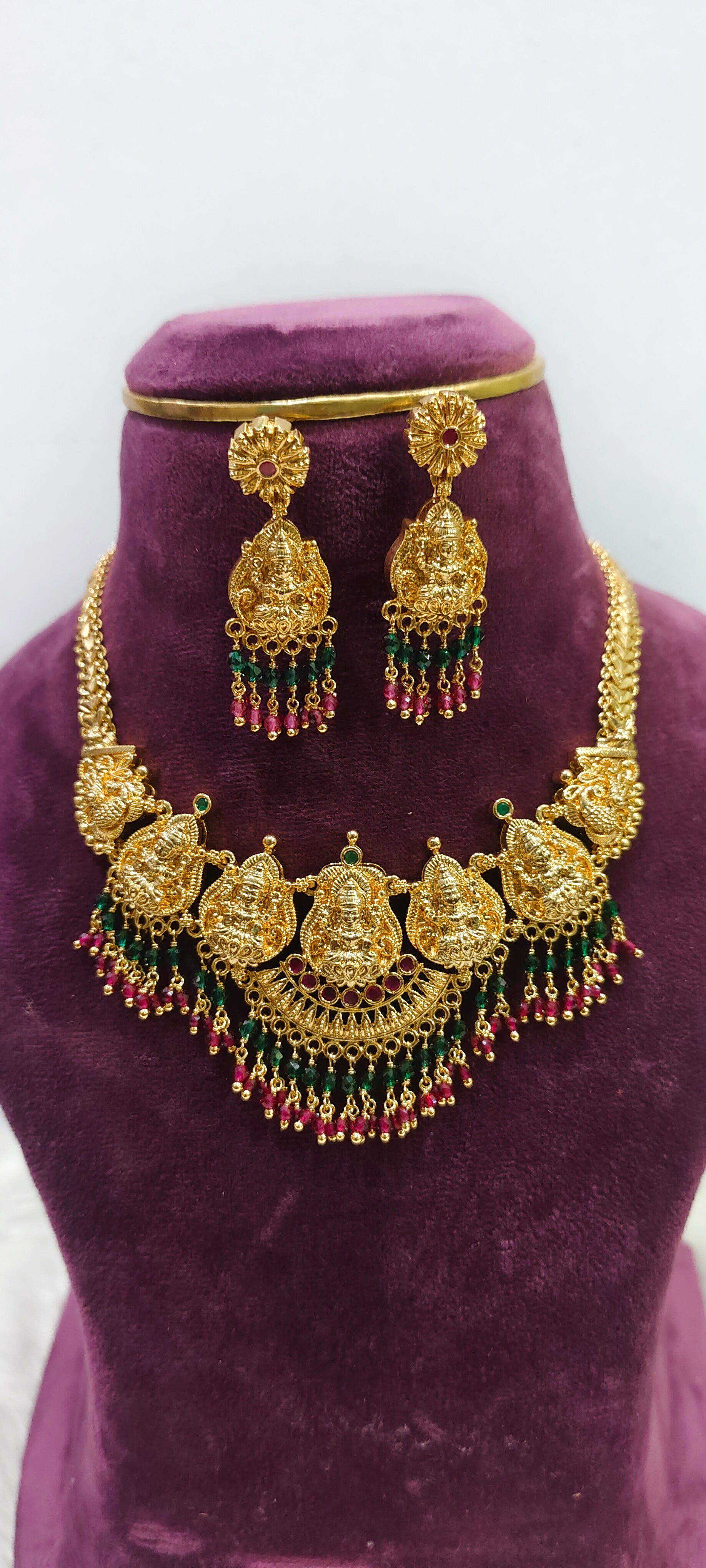 Fully micro gold plated Lakshmi Devi necklace – Paanchajanya Jewels