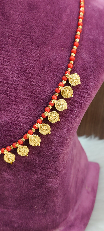 Simple gold look Lakshmi Devi necklace