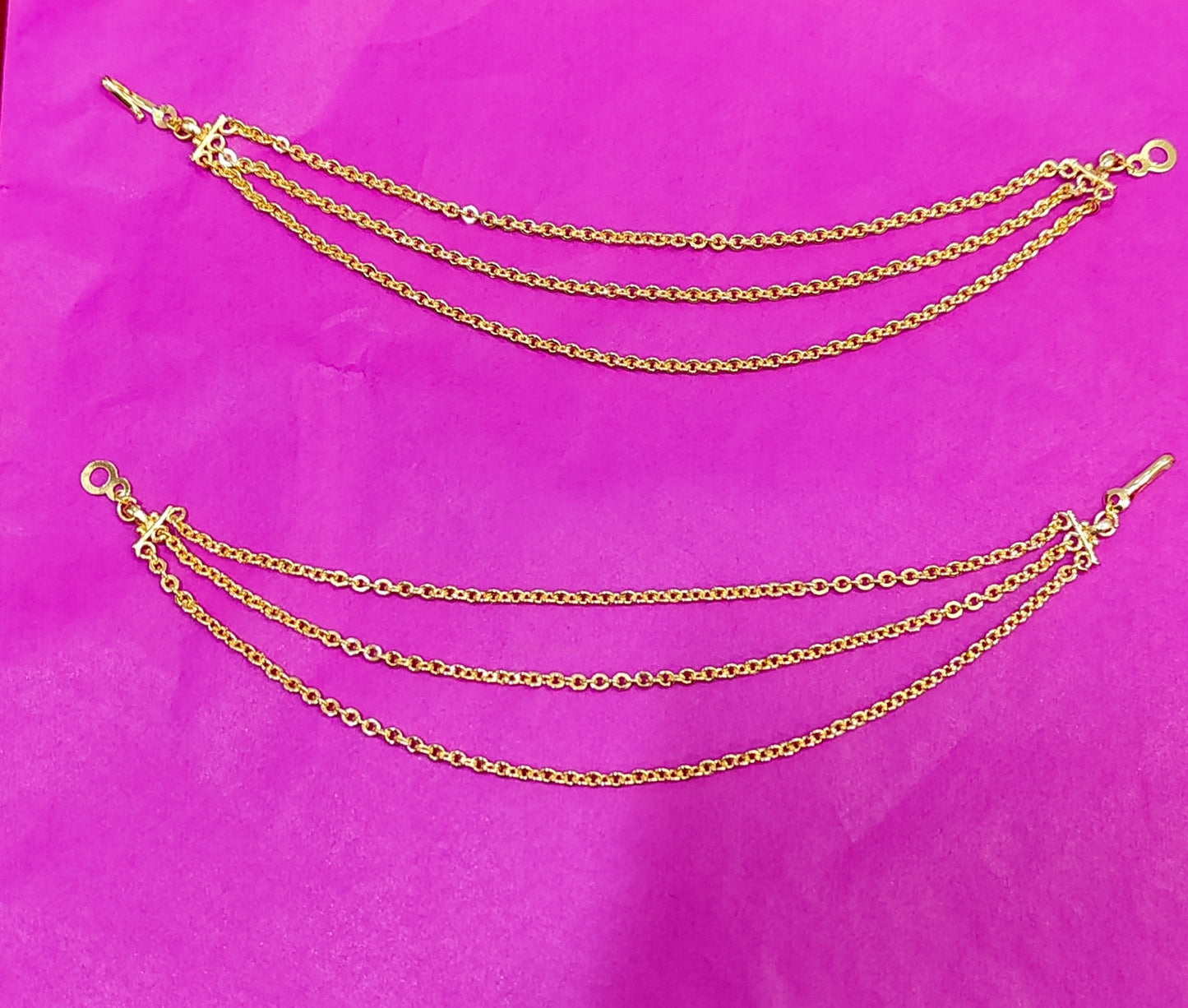Simple gold look 3 line earrchains