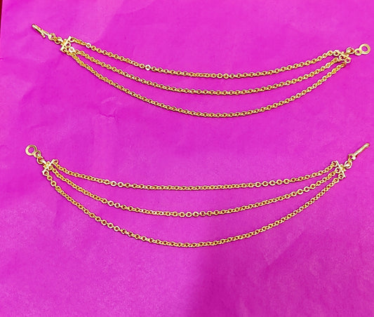 Simple gold look 3 line earrchains