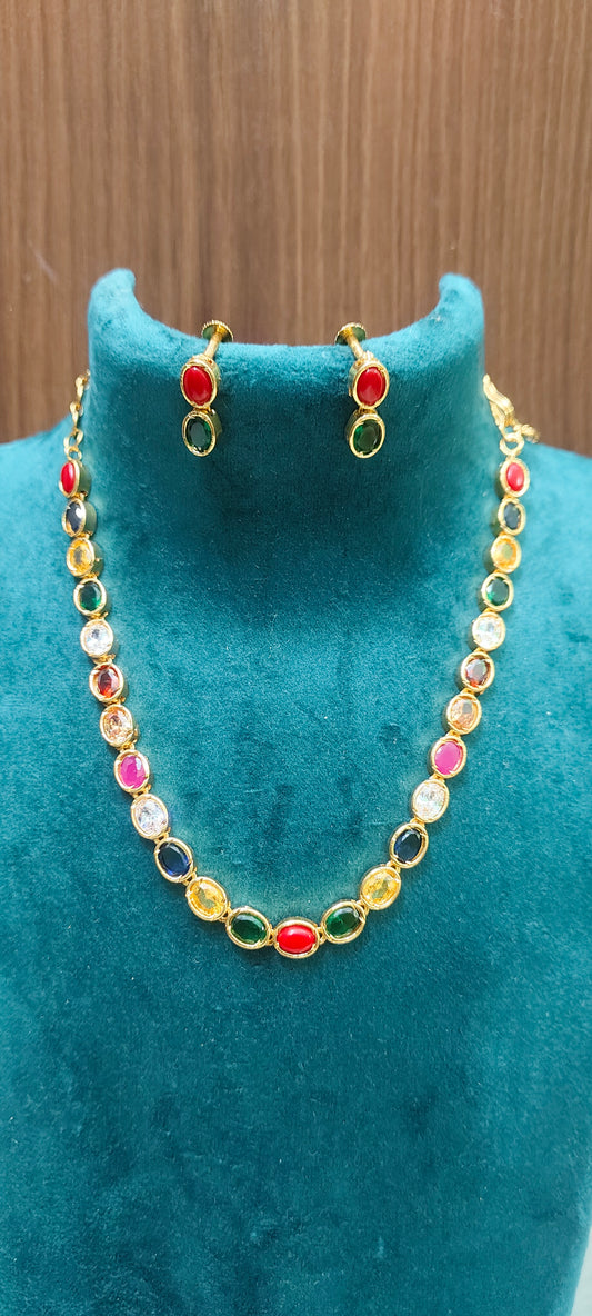 Pure panchaloham Trendy navaratna pattern necklace