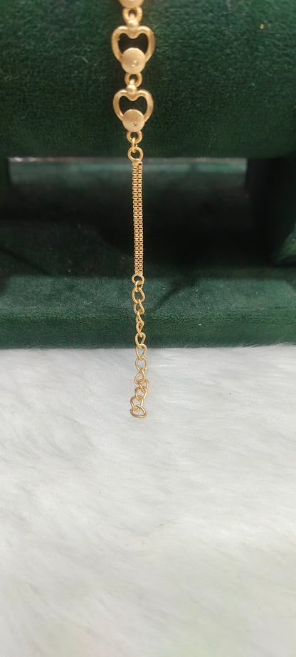 Pure panchaloham unpolished heart shape ladies bracelet