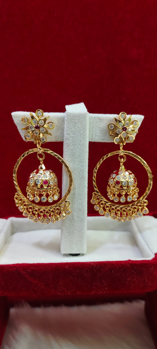 Pure panchaloham big jumkas ( stone colour may changes)