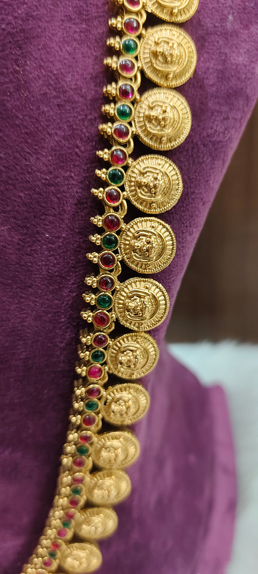 Budget friendly  multi colour kasu long haram cum vaddanam