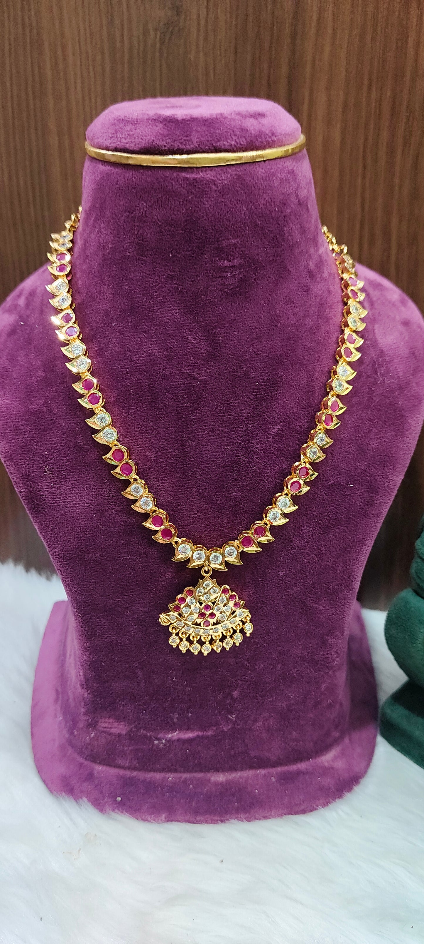Pure panchaloham necklace with (2.6) size bangles combo