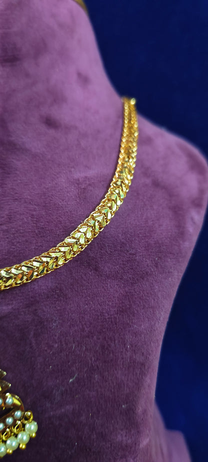 Panchaloham ruby pearl simple necklace