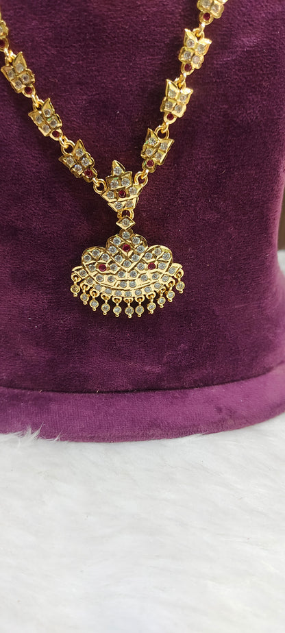 Pure panchaloham long haram with earrings