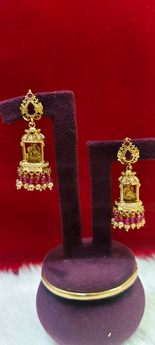 Premium gold look Lakshmi Dev jumkas