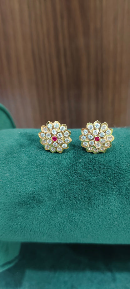Pure panchaloham vintage look medium size studs (ravvaladuddulu)