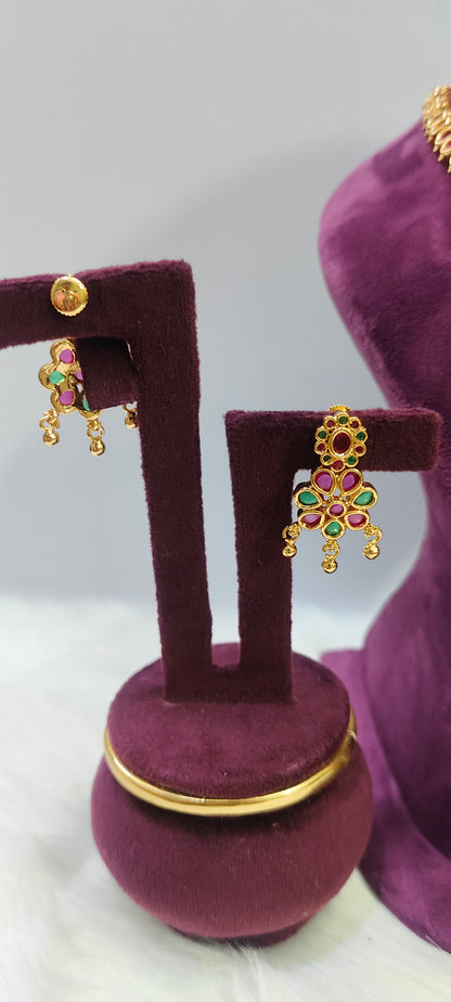 Pure panchaloham ruby necklace set