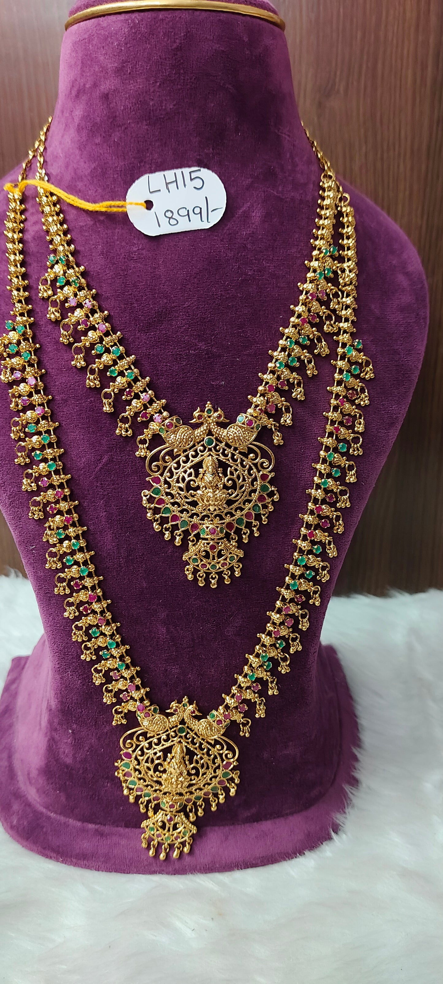 Premium gold look muvvala haram comboset