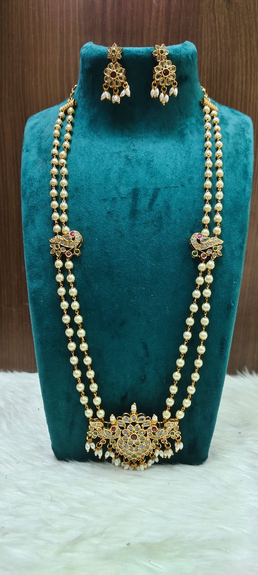 Premium pearl rani haram with earrings