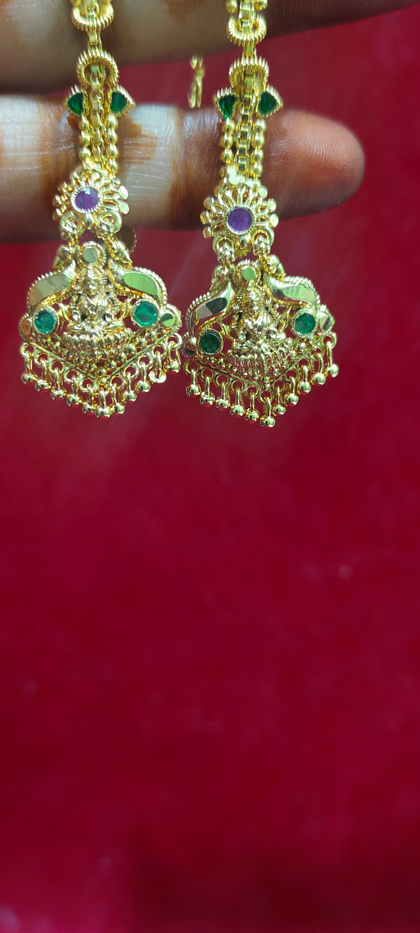 Real gold look earrings and chuttu maati combo