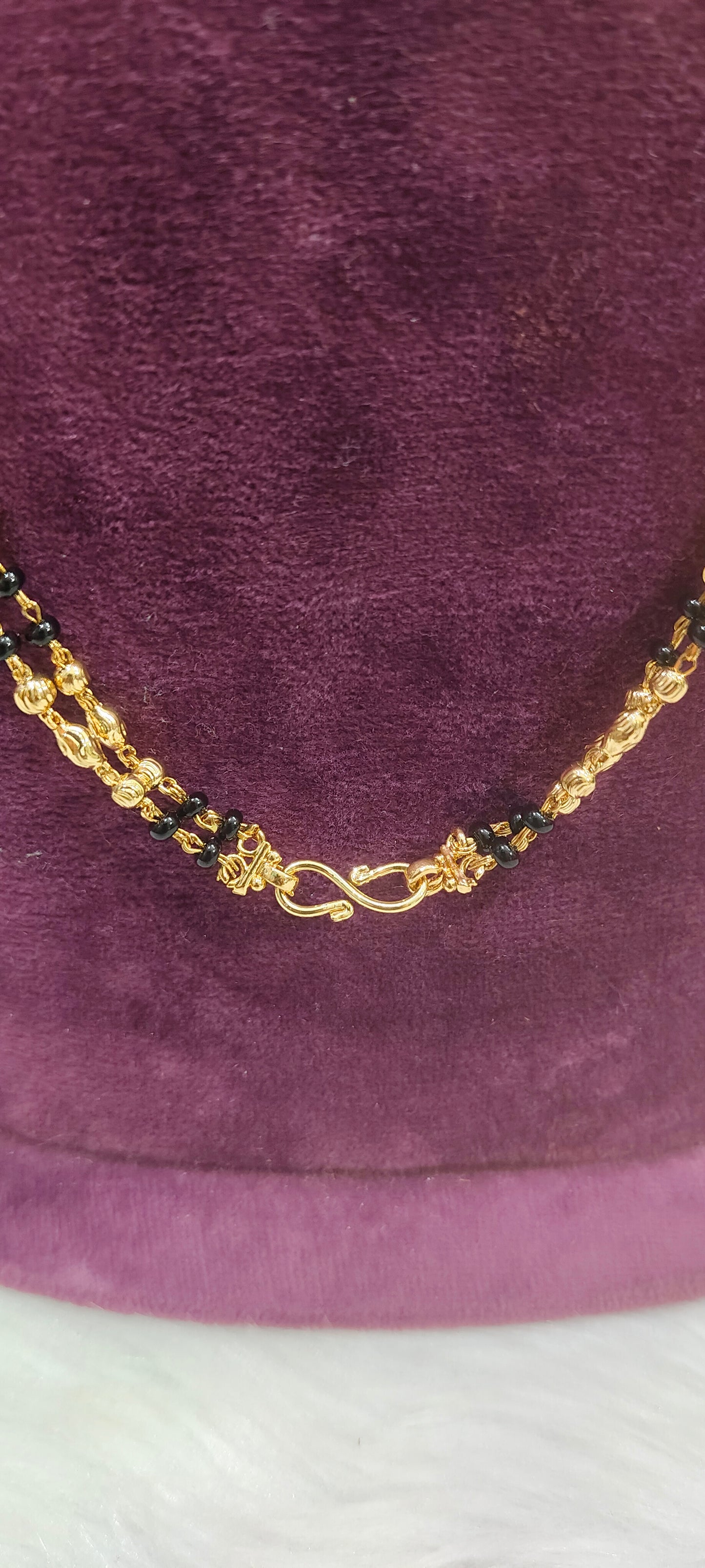 Premium fully micro gold plated 26" length 2line bharati model black beads thali chain