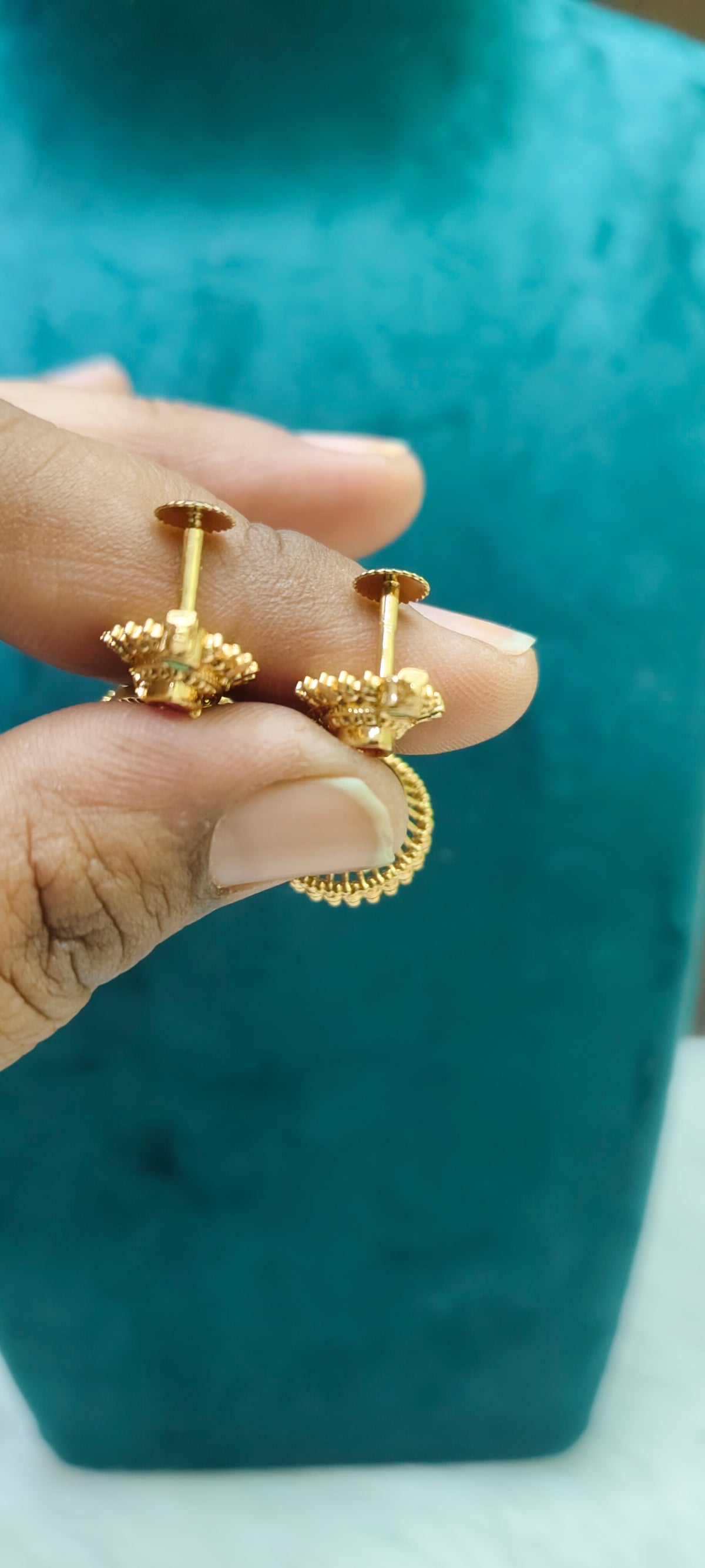 Premium gold look beautiful Lakshmi Devi jumkas
