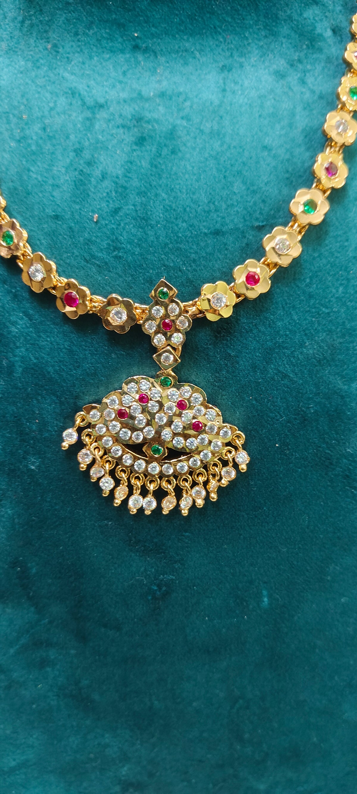 Pure panchaloham gold look jigini necklace( pendant design may slightly changes)