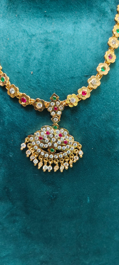 Pure panchaloham gold look jigini necklace( pendant design may slightly changes)