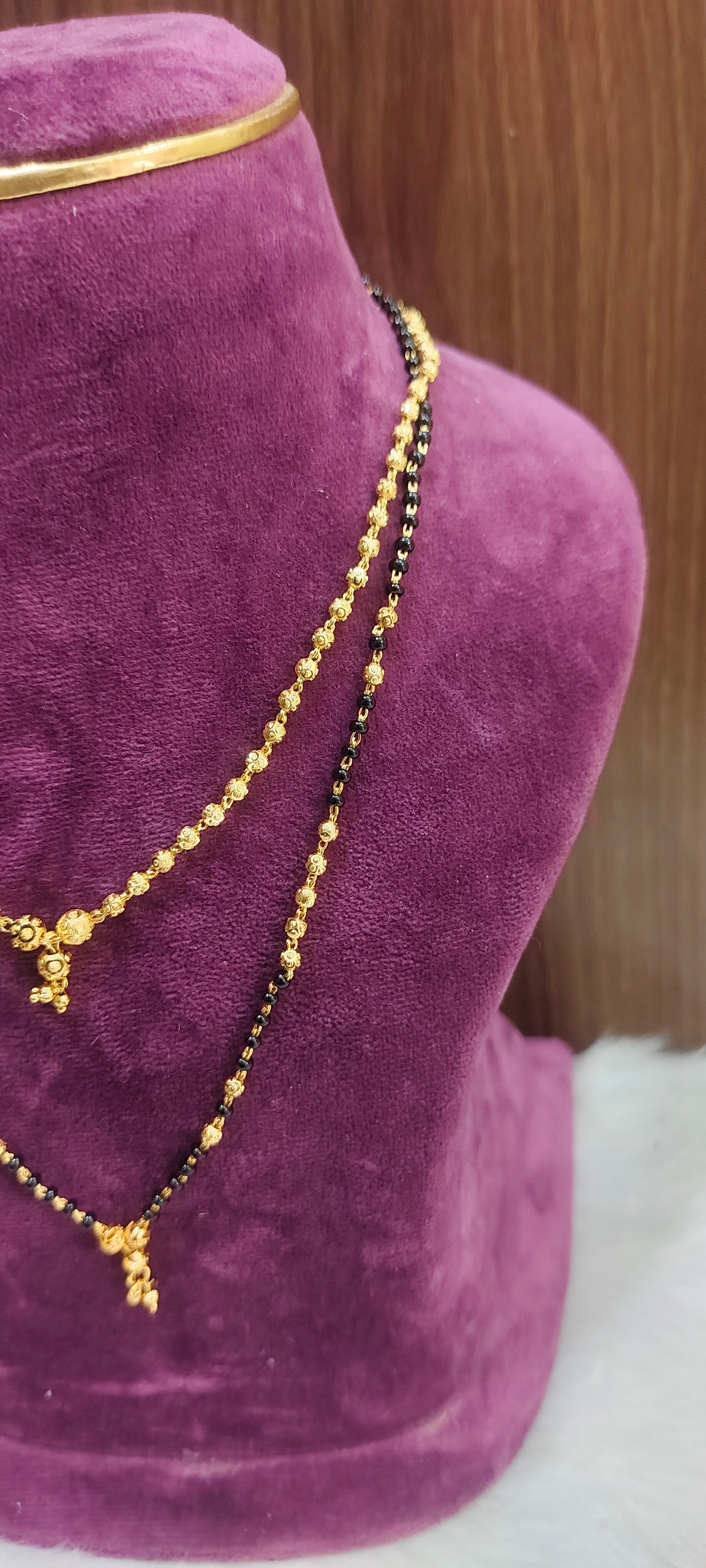 Premium micro gold 18" length black beads and 18" length dd balls chain combo
