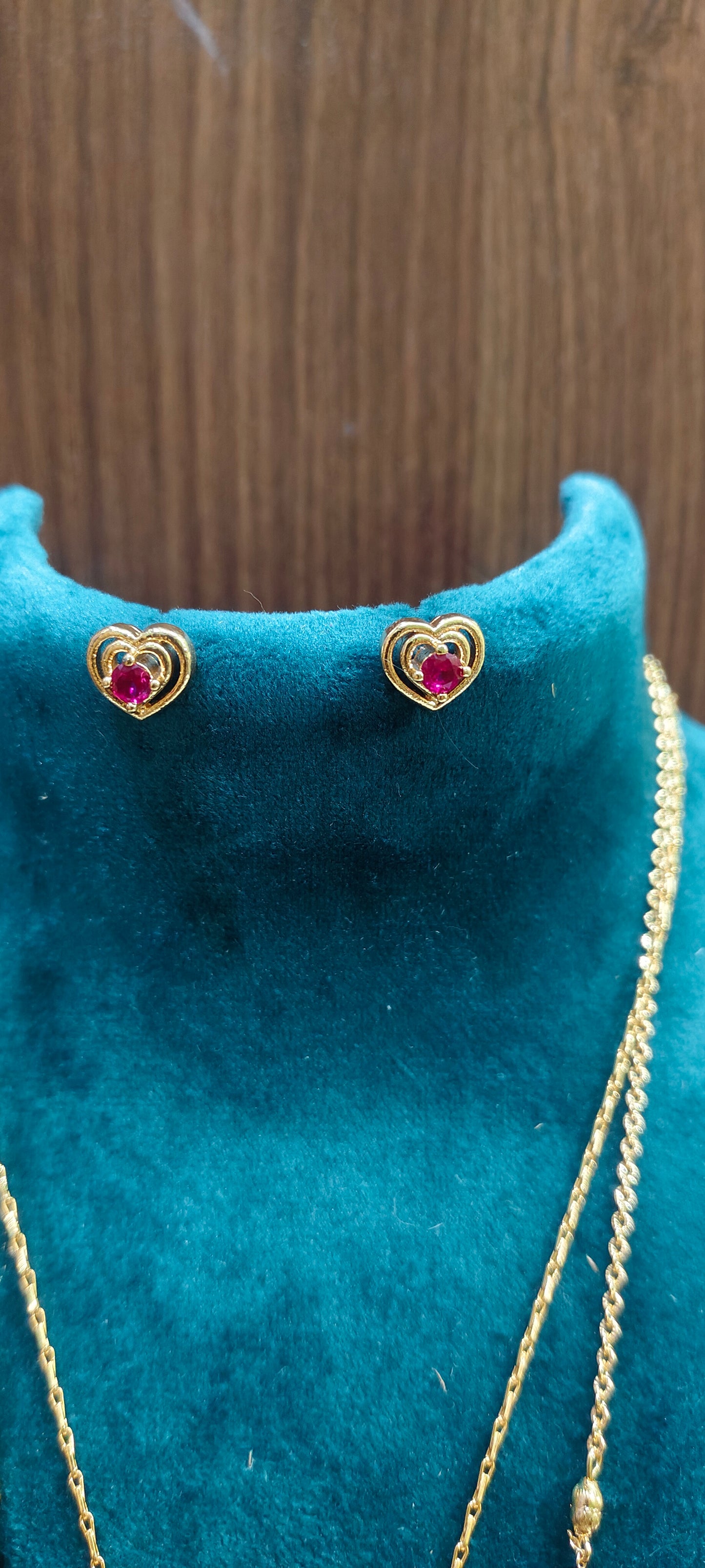 Heart shape 3 set combo ( 18" micro chain& 18" length micro black beads panchaloham studs)